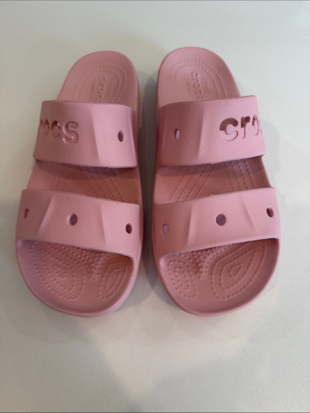 CROCS Pink Double-Strap Slide Sandals